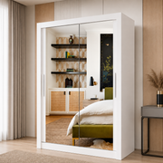 Milan Sliding Door Wardrobe with Mirror – 2 or 3 Doors, Multiple Sizes & Colours, Shelves & Drawers