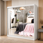 Milan Sliding Door Wardrobe with Mirror – 2 or 3 Doors, Multiple Sizes & Colours, Shelves & Drawers