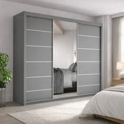 OSLO Sliding Door Wardrobe with Mirror – 2 or 3 Doors – Multiple Sizes & Colours – Shelves, Rails & Drawers