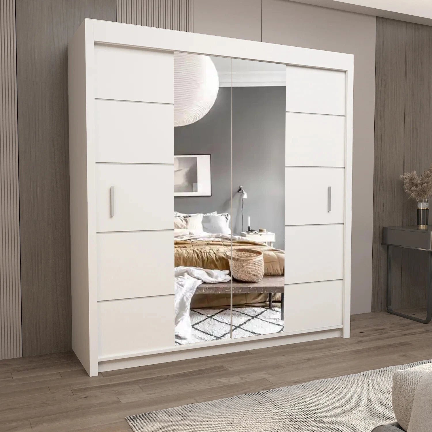 OSLO Sliding Door Wardrobe with Mirror – 2 or 3 Doors – Multiple Sizes & Colours – Shelves, Rails & Drawers