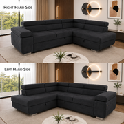 ARTIC corner sofa bed showing left-hand and right-hand chaise configurations