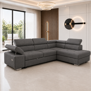 ARTIC dark grey corner sofa bed with chaise and adjustable headrests