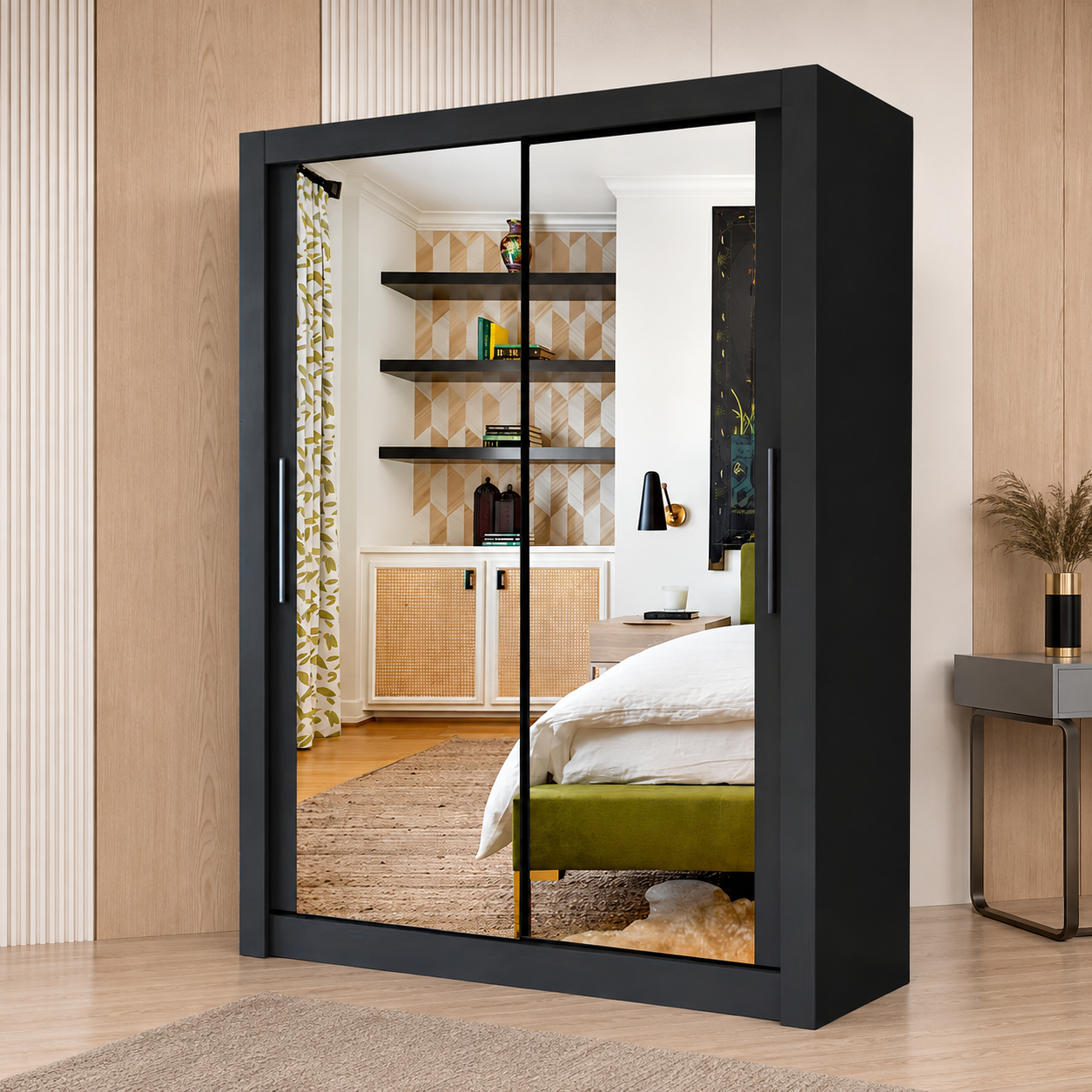 Milan Sliding Door Wardrobe with Mirror – 2 or 3 Doors, Multiple Sizes & Colours, Shelves & Drawers