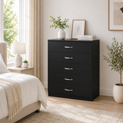 Chester black 5-drawer chest bedroom storage unit with silver handles