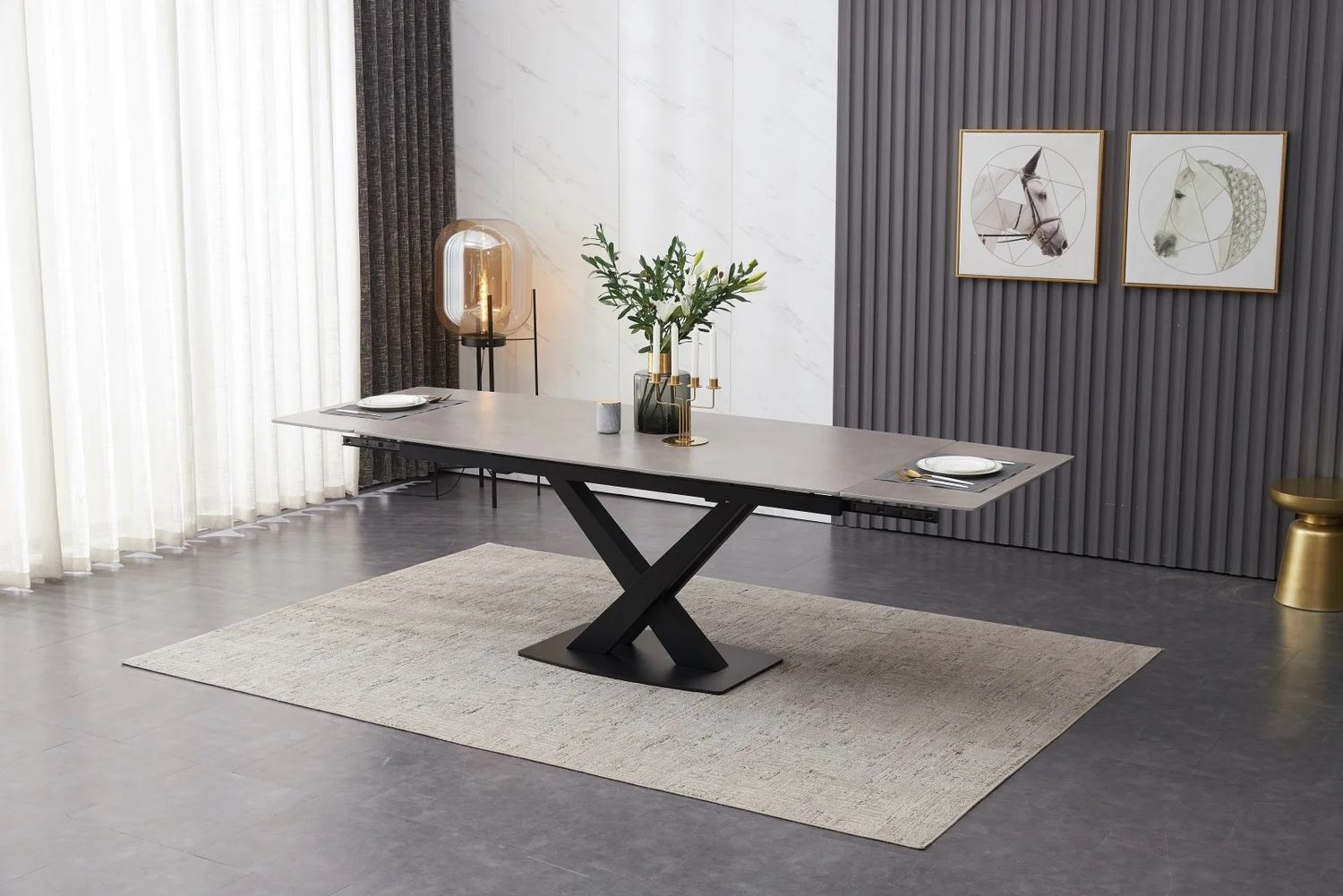 Nordic Rock Extendable Ceramic Dining Table – Sintered Stone Top, Seats 6, Modern Dining Table