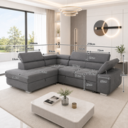 ARTIC Corner Sofa Bed with Storage & USB – Pull-Out Double Bed, Adjustable Headrests