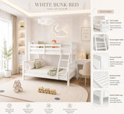 Lily Wooden Trio Bunk Bed with Guest bed – Space-Saving Solid Pine Frame – Optional Storage Drawers