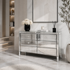 Valencia Mirrored 6 Drawer Chest – Silver Glass, Crushed Diamond or Plain Finish, Pre-Assembled