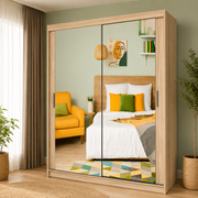 Milan Sliding Door Wardrobe with Mirror – 2 or 3 Doors, Multiple Sizes & Colours, Shelves & Drawers