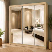 Milan Sliding Door Wardrobe with Mirror – 2 or 3 Doors, Multiple Sizes & Colours, Shelves & Drawers