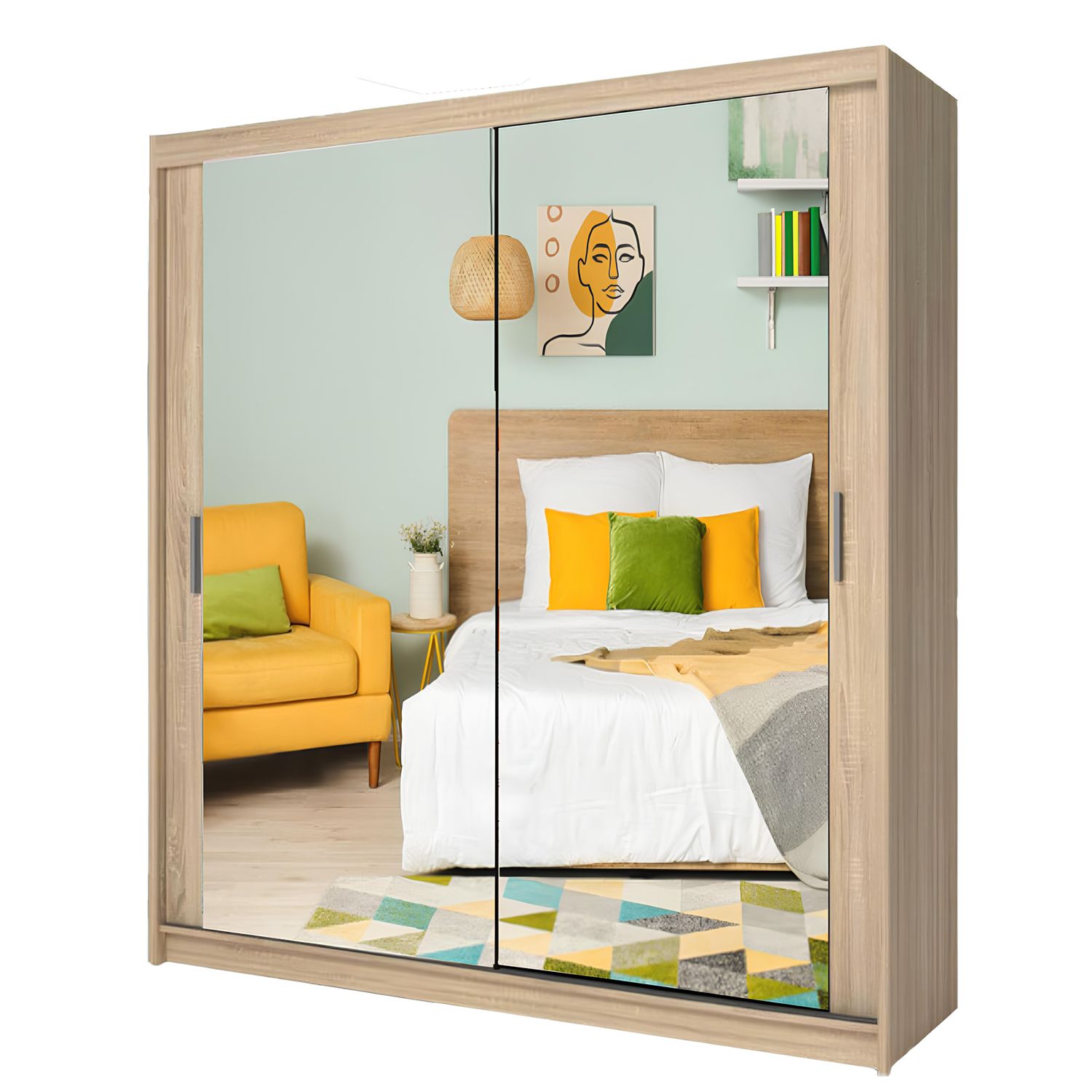 Milan Sliding Door Wardrobe with Mirror – 2 or 3 Doors, Multiple Sizes & Colours, Shelves & Drawers