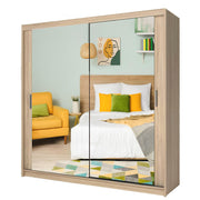 Milan Sliding Door Wardrobe with Mirror – 2 or 3 Doors, Multiple Sizes & Colours, Shelves & Drawers