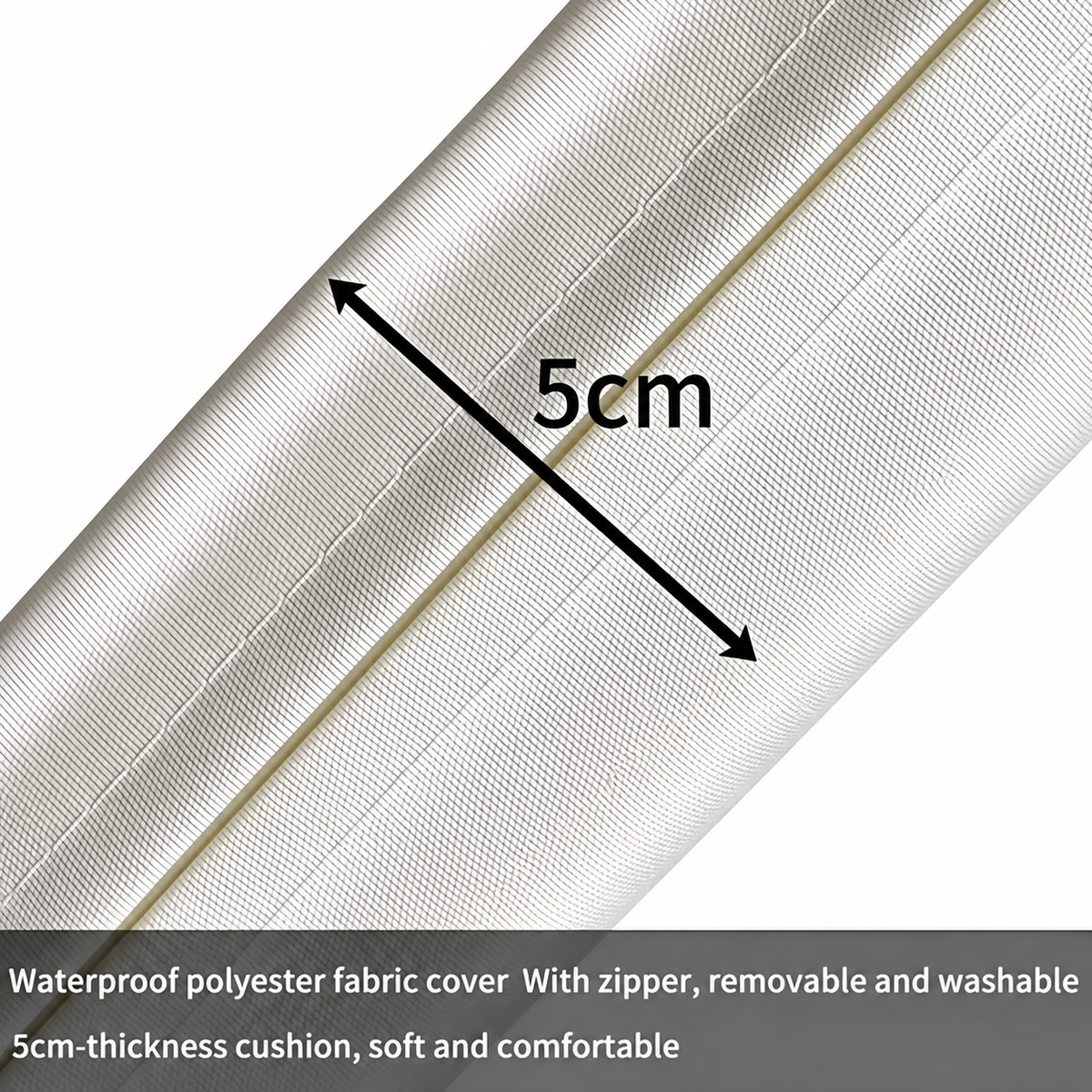 Removable washable waterproof cushion cover with zip and 5cm thick cushion for rattan garden sofa