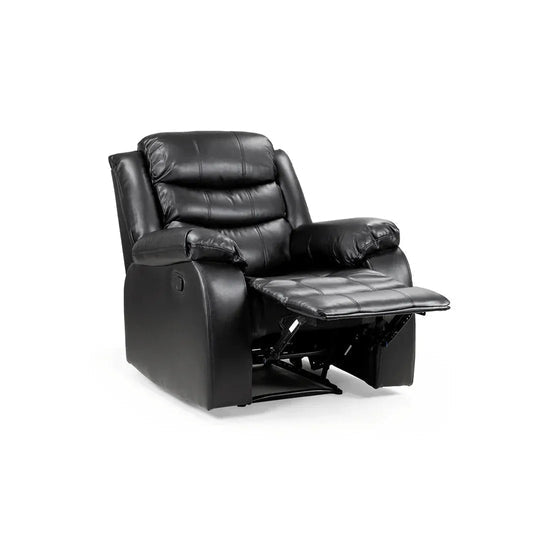 Roma black air leather recliner armchair with footrest fully extended