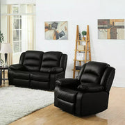 Roma black air leather reclining 2 seater sofa and matching armchair