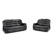 Roma black air leather 3 and 2 seater reclining sofa set