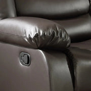 Close-up of Roma air leather recliner sofa manual reclining handle