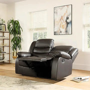 Roma brown air leather 2 seater recliner sofa with footrest open